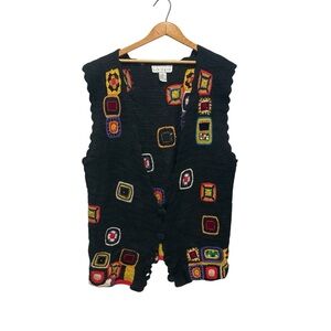 OOAK Vest Crochet Colorful Patterned Granny Squares Multicolor Patchwork Sz. XL